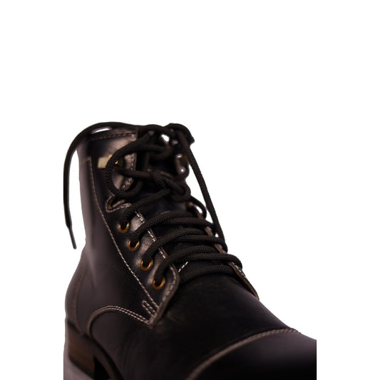 Leather High Ankle Boot Black