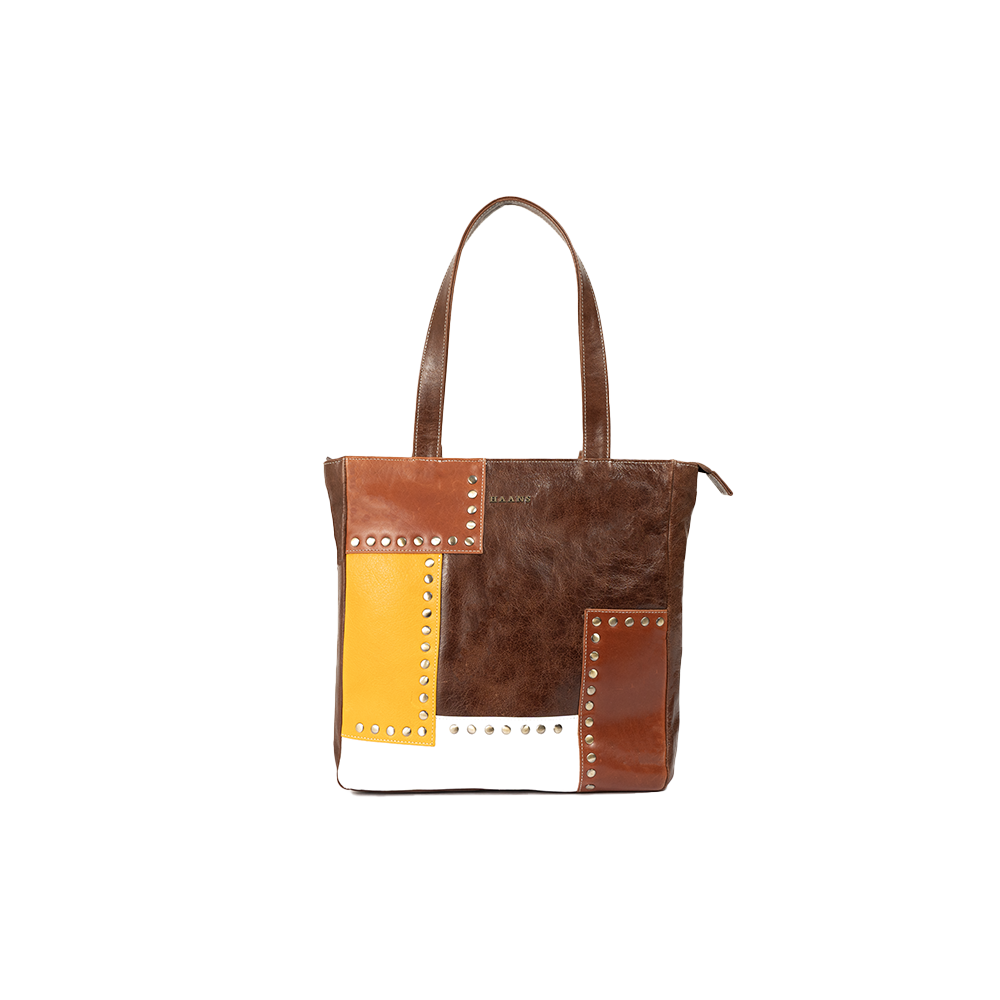 Tri-coloured Leather Shoulder Bag