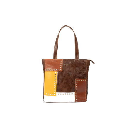 Tri-coloured Leather Shoulder Bag