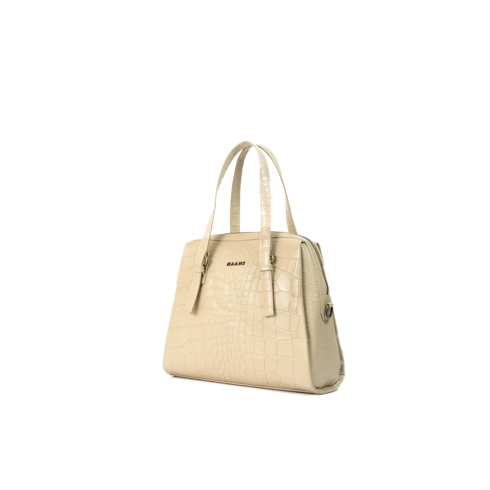 Whimstrap White Leather Handbag