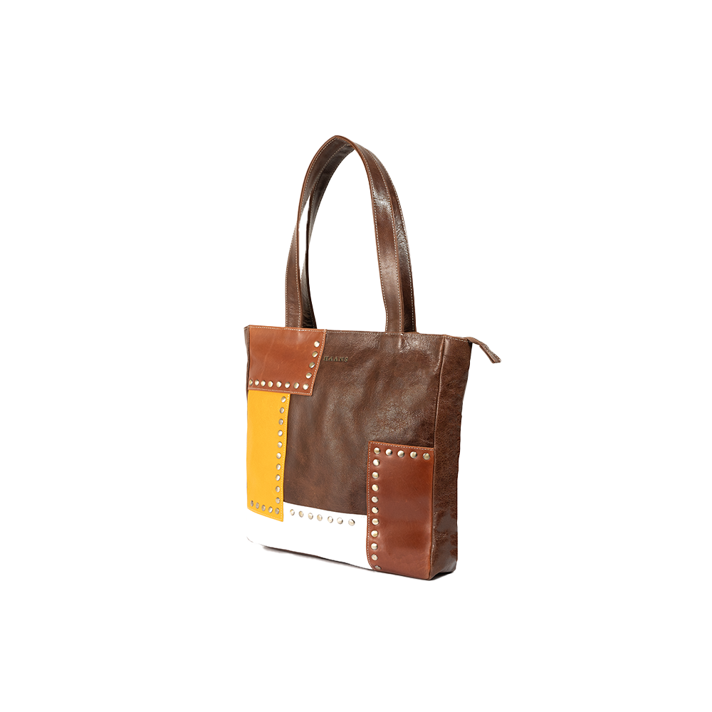 Tri-coloured Leather Shoulder Bag