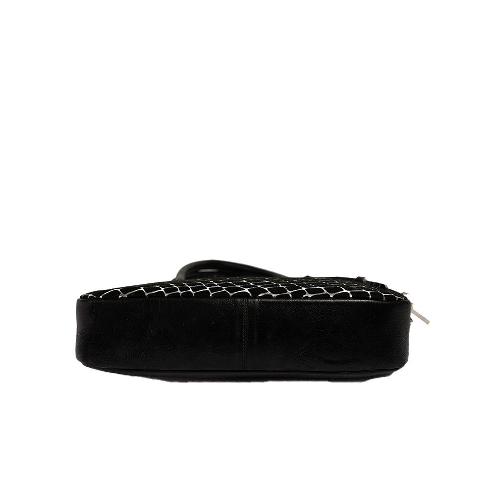 Serene Black and White Leather Handbag