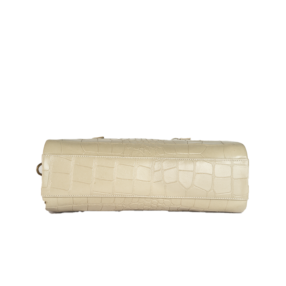 Whimstrap White Leather Handbag