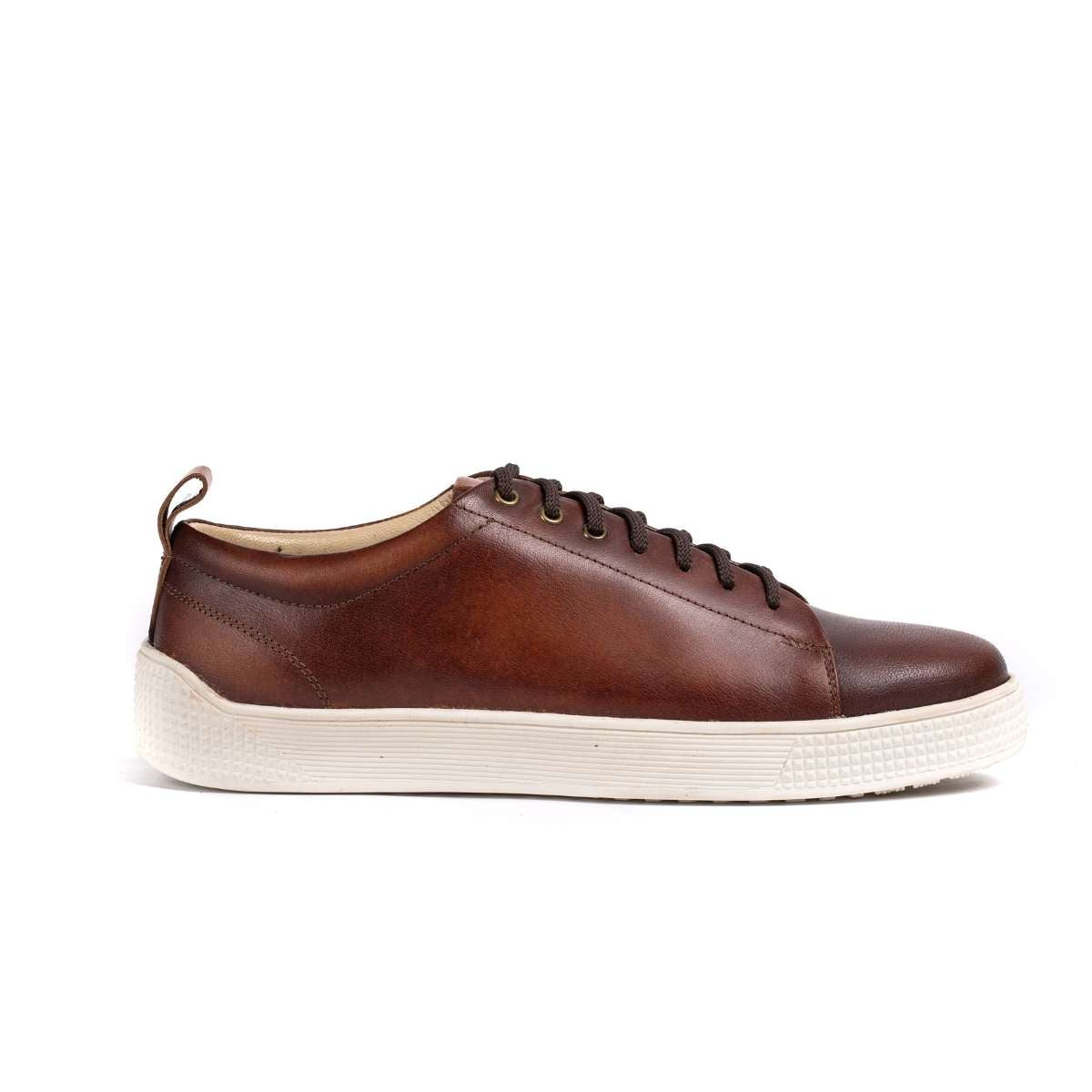 Genuine Cognac Leather Sneakers