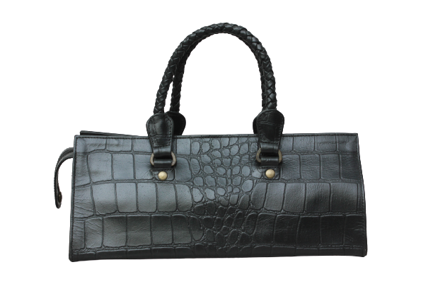 Black Croco Shoulder Bag