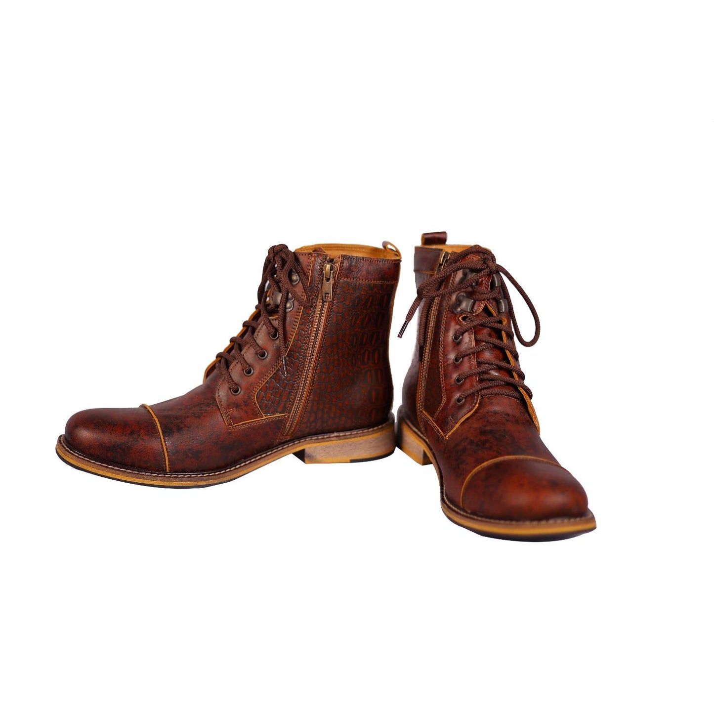 Coffee Croco Brown Ankle Boots