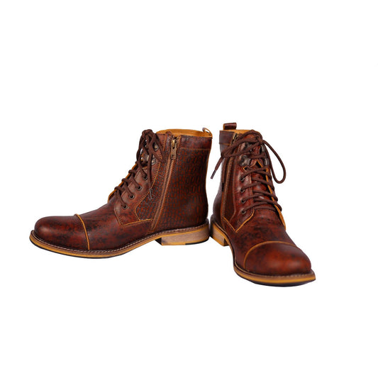 Coffee Croco Brown Ankle Boots