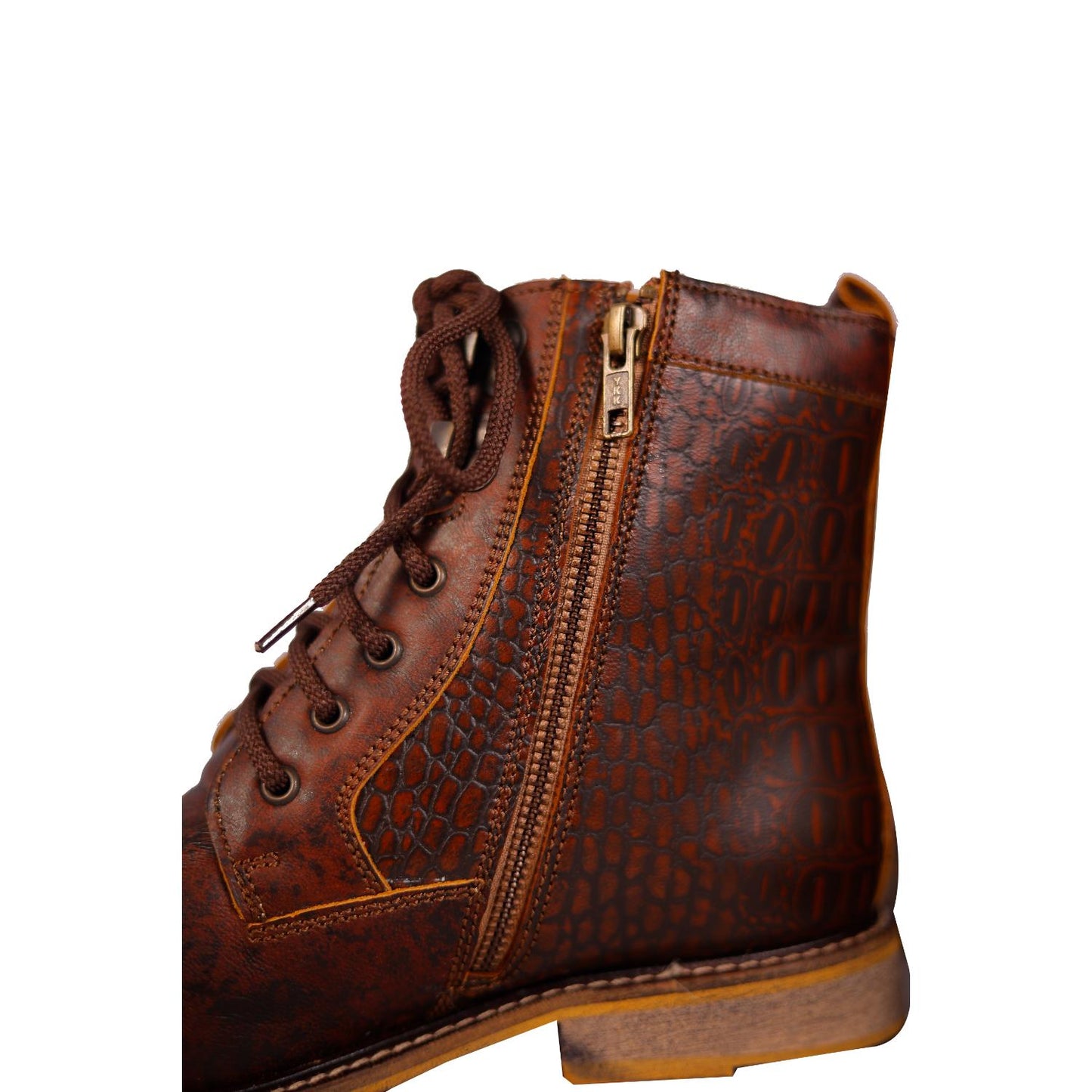Coffee Brown Ankle Boots Made with Genuine Leather