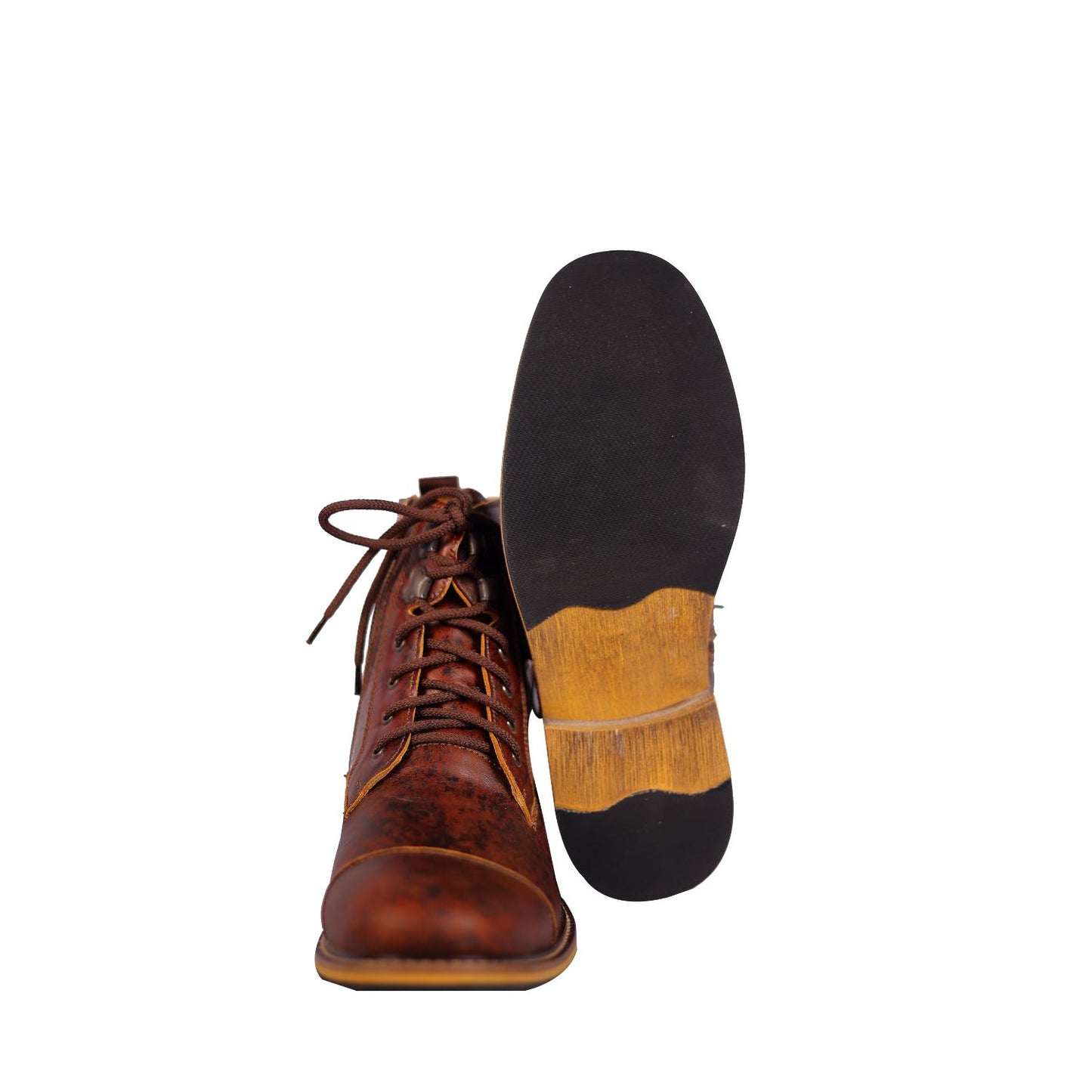 Coffee Brown Ankle Boots Made with Genuine Leather