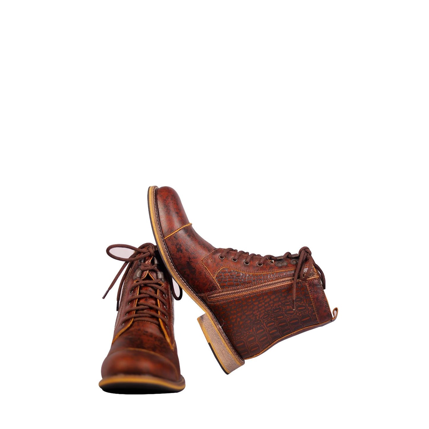Coffee Brown Ankle Boots Made with Genuine Leather