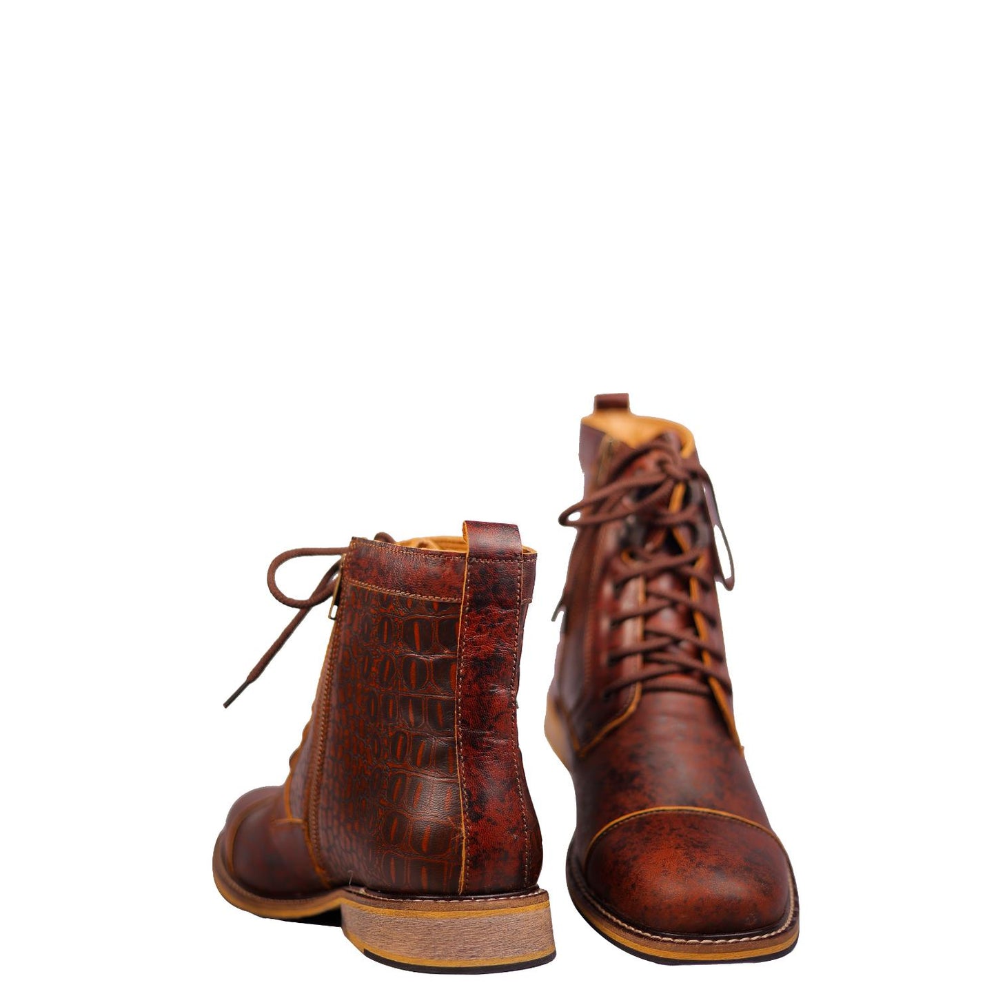 Coffee Brown Ankle Boots Made with Genuine Leather