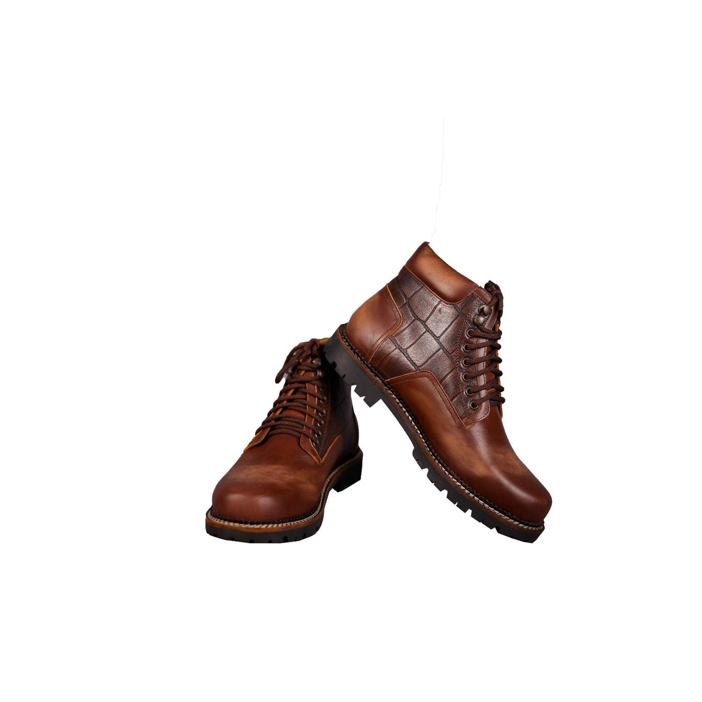 Croco Brown Leather Boots