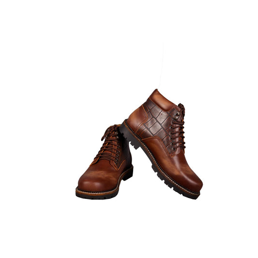 Croco Brown Leather Boots