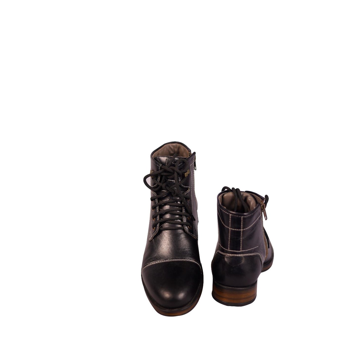High Ankle Boots in Black Real Leather for Men